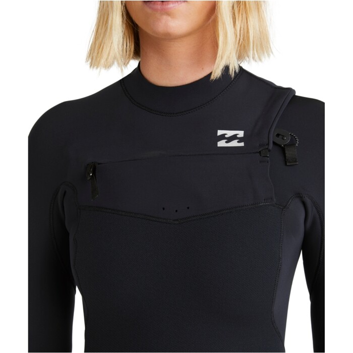 2024 Billabong Womens Furnace Natural 4/3mm Chest Zip Wetsuit ABJW100215 - Black Tiki